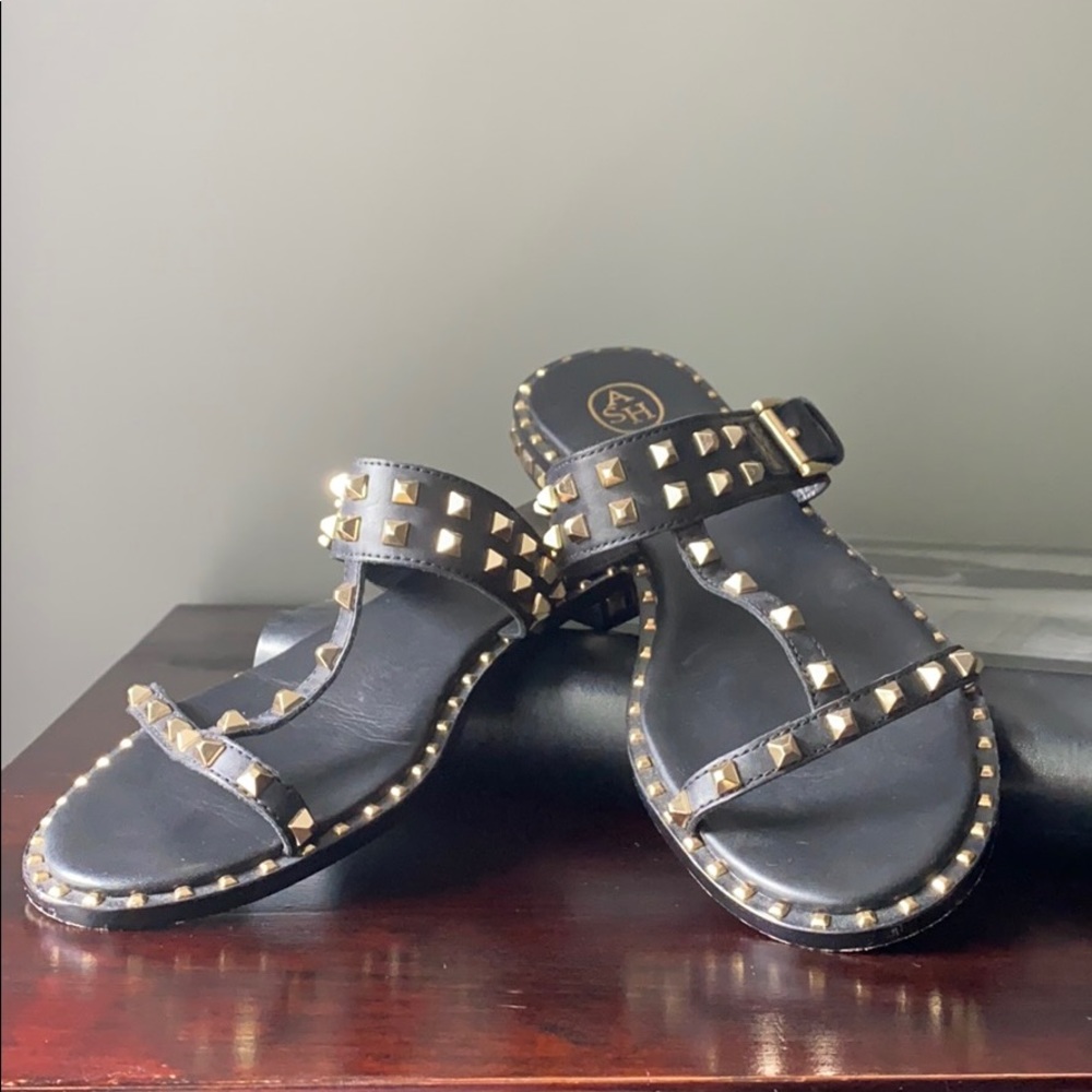 Ash black leather studded sandals